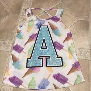 Girls Letter “A” ice cream tank from Justice